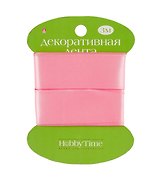 Лента декоративная атласная, 25мм*3м., РОЗОВАЯ 2-616/13