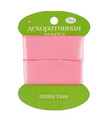 Лента декоративная атласная, 25мм*3м., РОЗОВАЯ 2-616/13