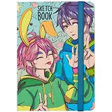 Скетчбук А5 80л "Аниме. Всё будет хорошо" 70г/м2, кремовая бумага, тв. переплет, выб. лак, резинка