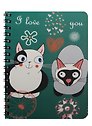 Записная книжка А6 80л кл. "Кошки. Love you" спираль, Kairui