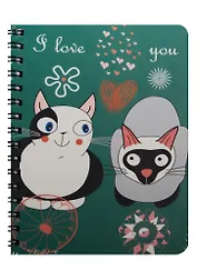 Записная книжка А6 80л кл. "Кошки. Love you" спираль, Kairui
