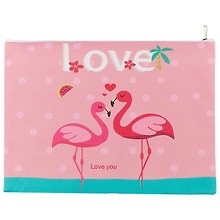 Папка для тетрадей «Flamingo summer» А4, пластик, на молнии, в ассортименте