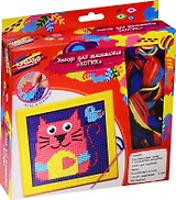 Набор для вышивания Котик (31066) (канва+рамка+пряжа/8цв.х20м.+иголка+глазки/2шт.) (Креатто) (3+) (коробка)