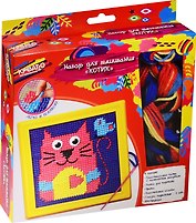 Набор для вышивания Котик (31066) (канва+рамка+пряжа/8цв.х20м.+иголка+глазки/2шт.) (Креатто) (3+) (коробка)