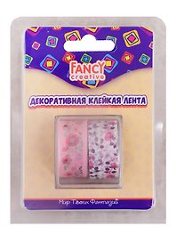 Лента клейкая декоративная Цветочки, бумага, 15 мм x 1,5 м x 2 шт., блистер