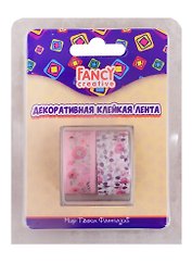 Лента клейкая декоративная Цветочки, бумага, 15 мм x 1,5 м x 2 шт., блистер