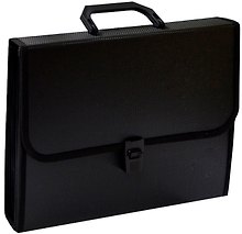 Папка -портфель пластиковый А4, черный, 13 отделений, с оторочкой и замком, inФОРМАТ