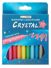 Фломастеры «Crystal» Listoff, 10 цветов, с блестками