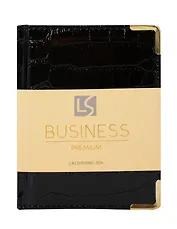 Ежедневник дат. 2026г. А6 176л "Business Premium. Grand croco" черный, 7Б, иск.кожа, обл.поролон, тв.переплет, мет.уголки, тонир.блок, зол.торец, справ.мат-лы, 2 ляссе, инд.уп