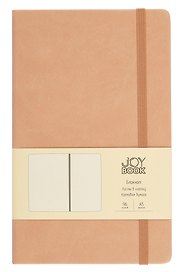 Книга для записей А5 96л кл. "Joy Book. Крем-брюле" иск.кожа, тонир.блок, скругл.углы, ляссе, резинка, карман на задн.форзаце