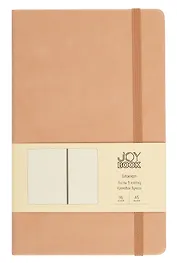 Книга для записей А5 96л кл. "Joy Book. Крем-брюле" иск.кожа, тонир.блок, скругл.углы, ляссе, резинка, карман на задн.форзаце