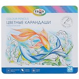 Карандаши цветные 24цв "Классические", грифель 3,3мм, метал.кор., Гамма