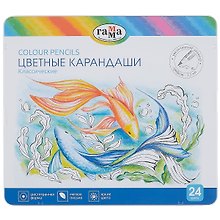 Карандаши цветные 24цв "Классические", грифель 3,3мм, метал.кор., Гамма