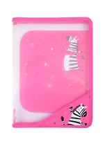 Папка для труда А4 "Танцующая зебра" пластиковая, молния с 3х сторон, внутр.блок для канц.принадлежностей