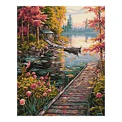 Картина по номерам холст на подрамнике 40*50см "Дом у озера"