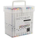 Маркеры для скетчинга 60цв "SKETCH&ART" двусторонние, пласт.упаковка, Bruno Visconti
