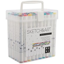 Маркеры для скетчинга 60цв "SKETCH&ART" двусторонние, пласт.упаковка, Bruno Visconti