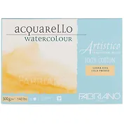 Бумага для акварели Artistico Traditional White 25л 12x18см, 300г/м2, среднее зерно зерно, склейка по 4 сторонам, FABRIANO