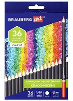 Карандаши цветные 36 цветов художественные 3,3 мм, Brauberg Art Classic