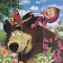 Набор кубиков Маша и Медведь (01320) (9шт) (Играем вместе) (3+) (упаковка)