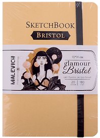 Скетчбук 100*140 20л " Bristol Glamour" золото, для графики и маркеров, 180г/м2