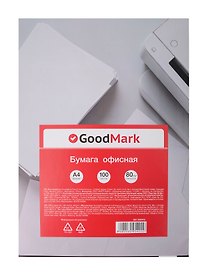 Бумага офисная А4, 100 листов, 80г/м2, GoodMark