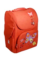 Ранец школьный "ЯРКАЯ БАБОЧКА" 35*26*15см, полиэстер, вышивка, красный, Феникс