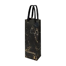 Пакет бутылочный 36*12,3 "КАРРАРА.ЧЕРНАЯ" бум.мат.ламинат