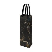 Пакет бутылочный 36*12,3 "КАРРАРА.ЧЕРНАЯ" бум.мат.ламинат