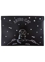 Папка-конверт А4 на кнопке "Astro cat", черная