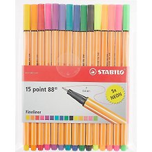 Набор капиллярных ручек 15 цветов, Point, Stabilo
