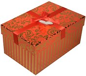 Коробка подарочная "Узор" металлик на красном, 16*11*7,5см