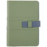 Ежедневник-органайзер недат. А6+ 120л 140*197 "Аппрет" оливковый, тв.переплет, 6 колец, на хлястике, тонир.блок