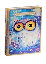 Блокнот Owls in The City Белая сова на синем фоне