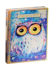 Блокнот Owls in The City Белая сова на синем фоне