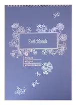 Скетчбук А4 20л "Флористика", 200г/м2, тв.обложка, фольга, гребень