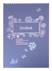 Скетчбук А4 20л "Флористика", 200г/м2, тв.обложка, фольга, гребень