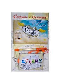 Набор Студик с отличием (обложка для зачетной книжки, обложка для студенческого билета, ручка-флажок (495992)