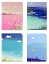 Тетрадь 34 листа в клетку "Морской берег" сшивка, в ассортименте