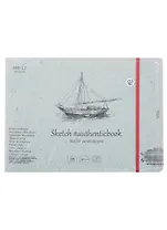 Скетчбук 24,5*17,6cм 32л "SMLT Art White authenticbook", на резинке, 90г/м2, белый, сшивка