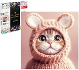 Алмазная мозаика "Котенок в шапочке" 20х20 см.