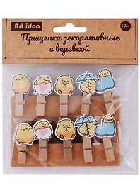Прищепки декоративные с веревкой «Утята», 10 шт.