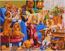 Алмазная мозаика ТМ Рыжий кот (класс.) 40х50см (31цв.) Игривые щенята AC4078