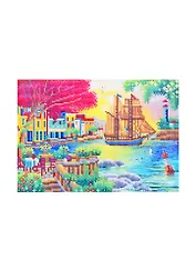 Алмазная мозаика (блест.) 30х40см , с подр., с част. заполн. Спокойная река на закате (Арт. ASH027)