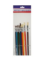 Кисти натуральные Artust Brushes (11008200) (6шт/круглых+4шт/плоских) (цв. дерев. ручки) (упаковка)