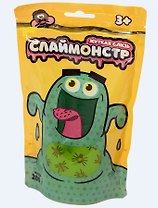 Игрушки в наборе, ТМ Слаймонстр, желтый + фигурки насекомых, 200 гр.