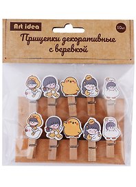 Прищепки декоративные с веревкой «Девочки, утята», 10 шт.