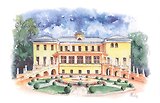 Открытка Ярославль акварель "Ярославский художественный музей. Губернаторский дом"