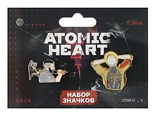 Набор значков Atomic heart Майор Нечаев (металл) (2 штуки)