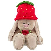 Игрушка мягкая Budi Basa, Зайка Ми в вязаной шапке Клубничка (малая), 18см